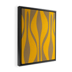 Mid Century Modern Abstract Lounge Pattern in Yellow Orange and Coffee Brown Framed Canvas Print Gallery Image 2