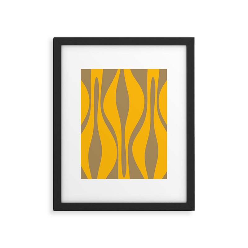 Mid Century Modern Abstract Lounge Pattern in Yellow Orange and Coffee Brown Framed Art Print Gallery Image 6