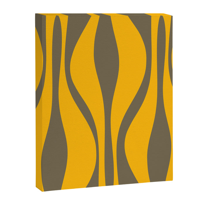 Mid Century Modern Abstract Lounge Pattern in Yellow Orange and Gray Taupe Canvas Print Gallery Image 1