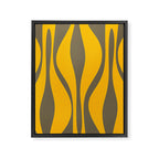 Mid Century Modern Abstract Lounge Pattern in Yellow Orange and Gray Taupe Framed Canvas Print Gallery Image 8