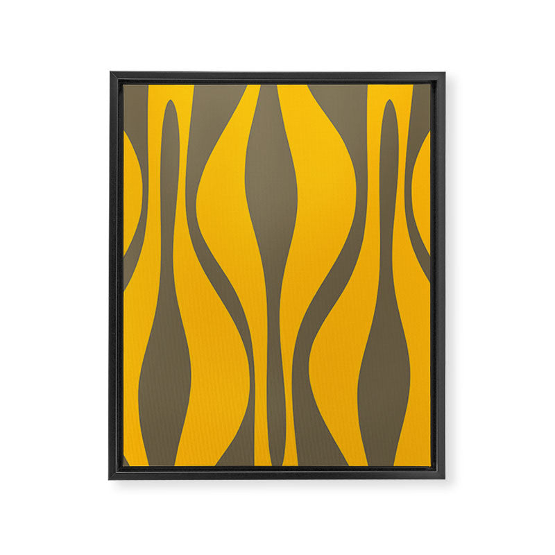 Mid Century Modern Abstract Lounge Pattern in Yellow Orange and Gray Taupe Framed Canvas Print Gallery Image 8