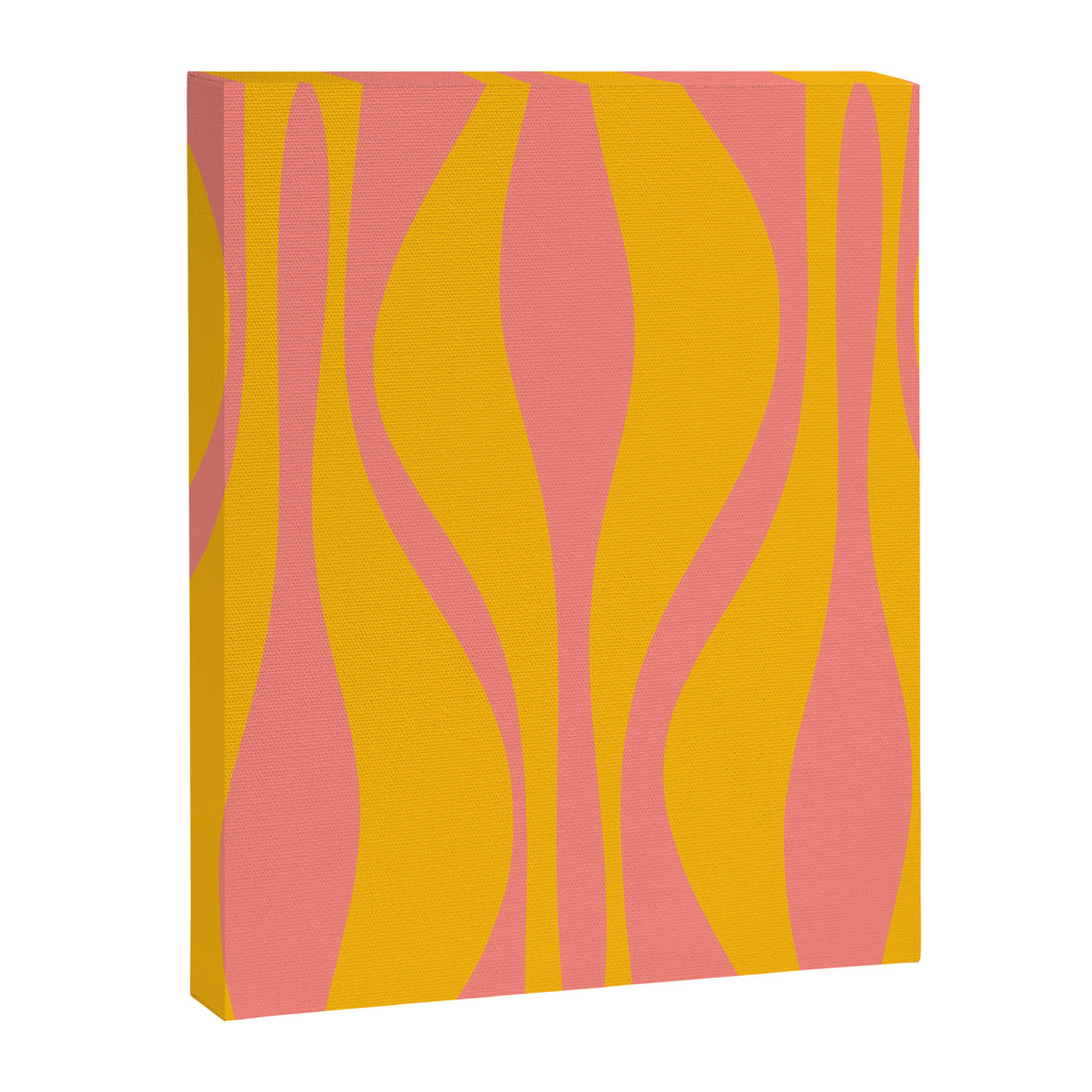 Mid Century Modern Abstract Lounge Pattern in Yellow Orange and Pink Coral Canvas Print Gallery Image 8