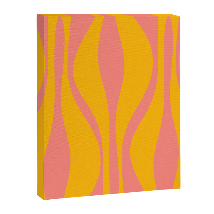 Mid Century Modern Abstract Lounge Pattern in Yellow Orange and Pink Coral Canvas Print Gallery Image 1