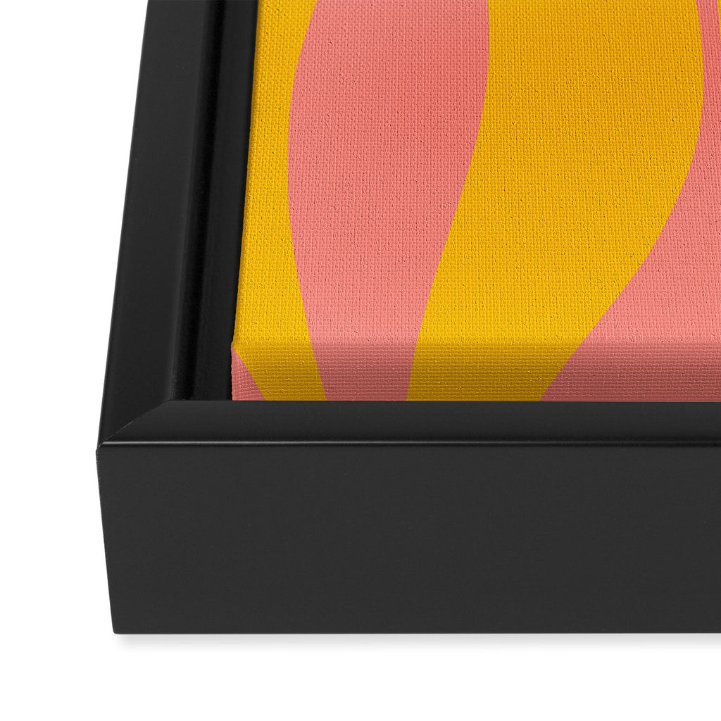 Mid Century Modern Abstract Lounge Pattern in Yellow Orange and Pink Coral Framed Canvas Print Gallery Image 3
