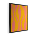 Mid Century Modern Abstract Lounge Pattern in Yellow Orange and Pink Coral Framed Canvas Print Gallery Image 2