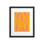 Mid Century Modern Abstract Lounge Pattern in Yellow Orange and Pink Coral Framed Art Print Gallery Image 6