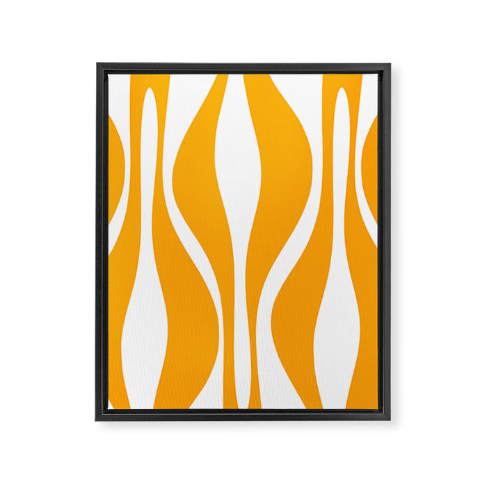 Mid Century Modern Abstract Lounge Pattern in Yellow Orange and White Framed Canvas Print Gallery Image 1