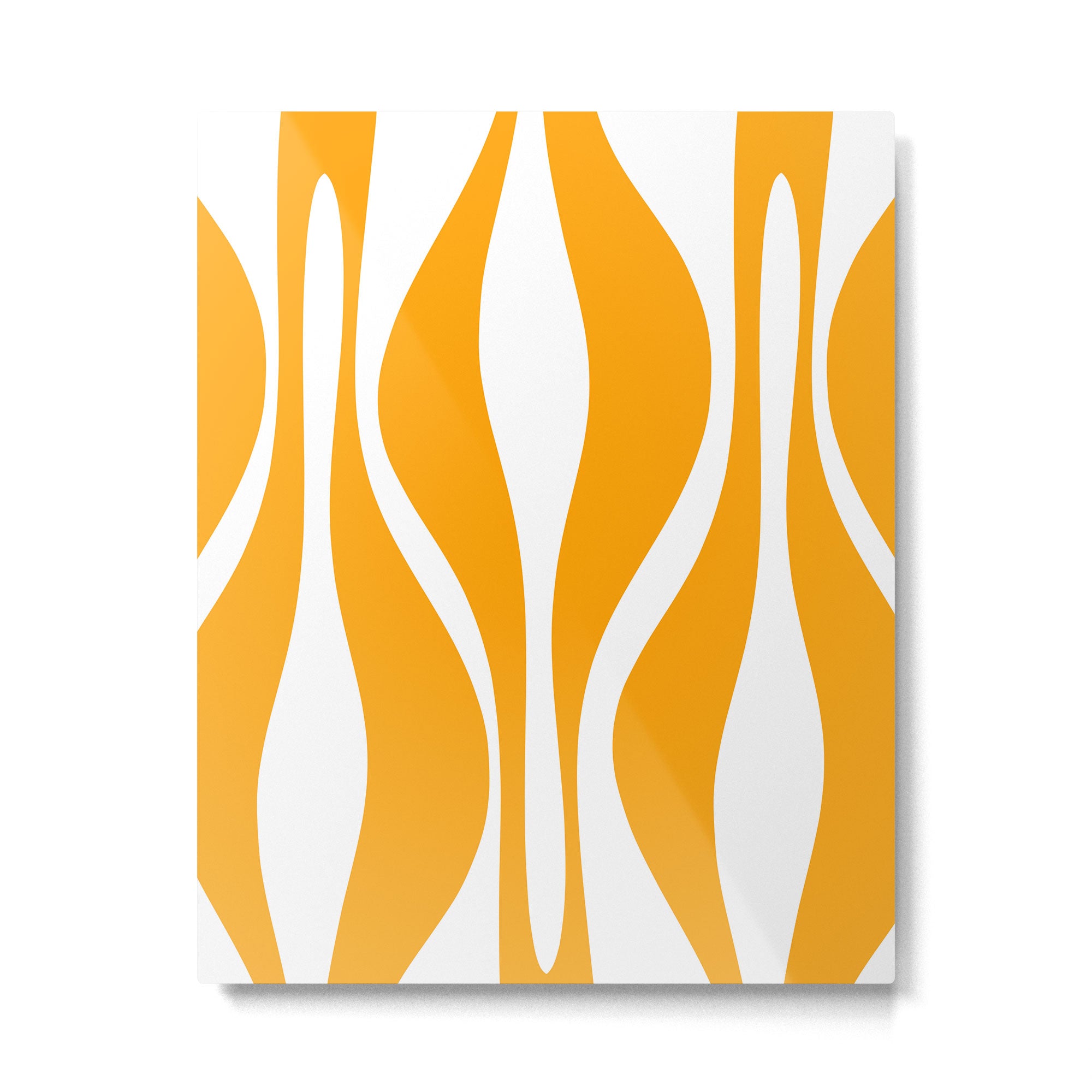 Mid Century Modern Abstract Lounge Pattern in Yellow Orange and White Metal Print Gallery Image 6