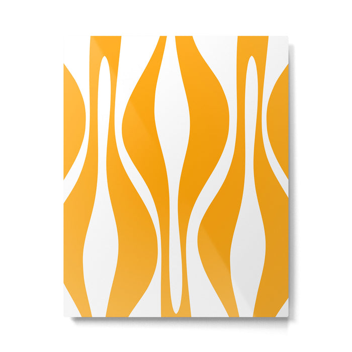 Mid Century Modern Abstract Lounge Pattern in Yellow Orange and White Metal Print Gallery Image 1