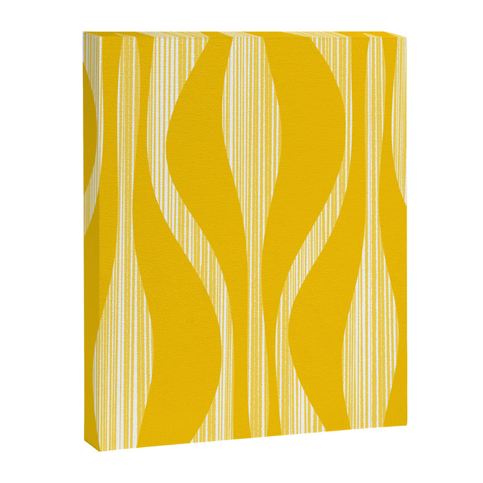 Mid Century Modern Abstract Lounge Striped Ogee Pattern in Yellow and White  Canvas Print Gallery Image 1
