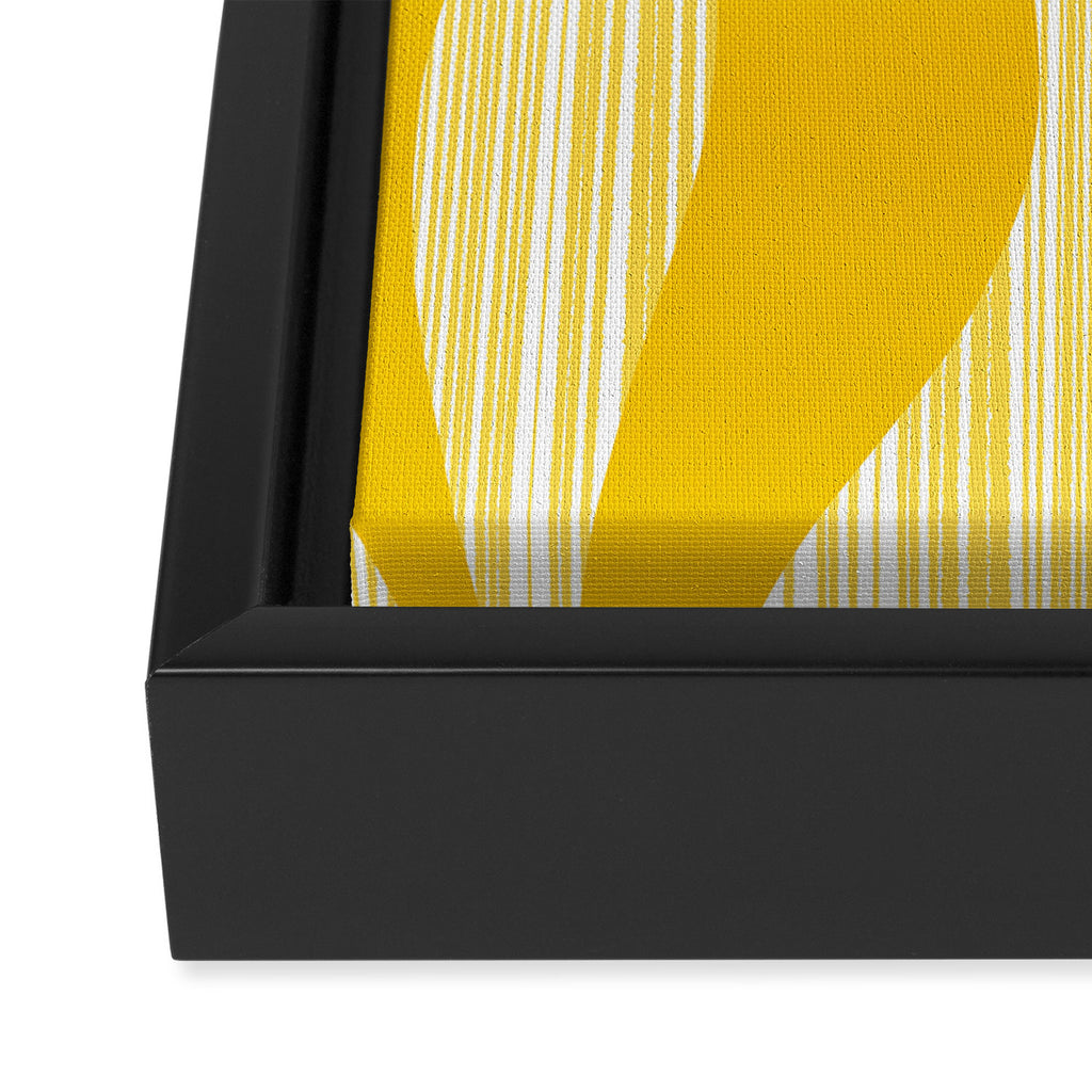 Mid Century Modern Abstract Lounge Striped Ogee Pattern in Yellow and White  Framed Canvas Print Gallery Image 3