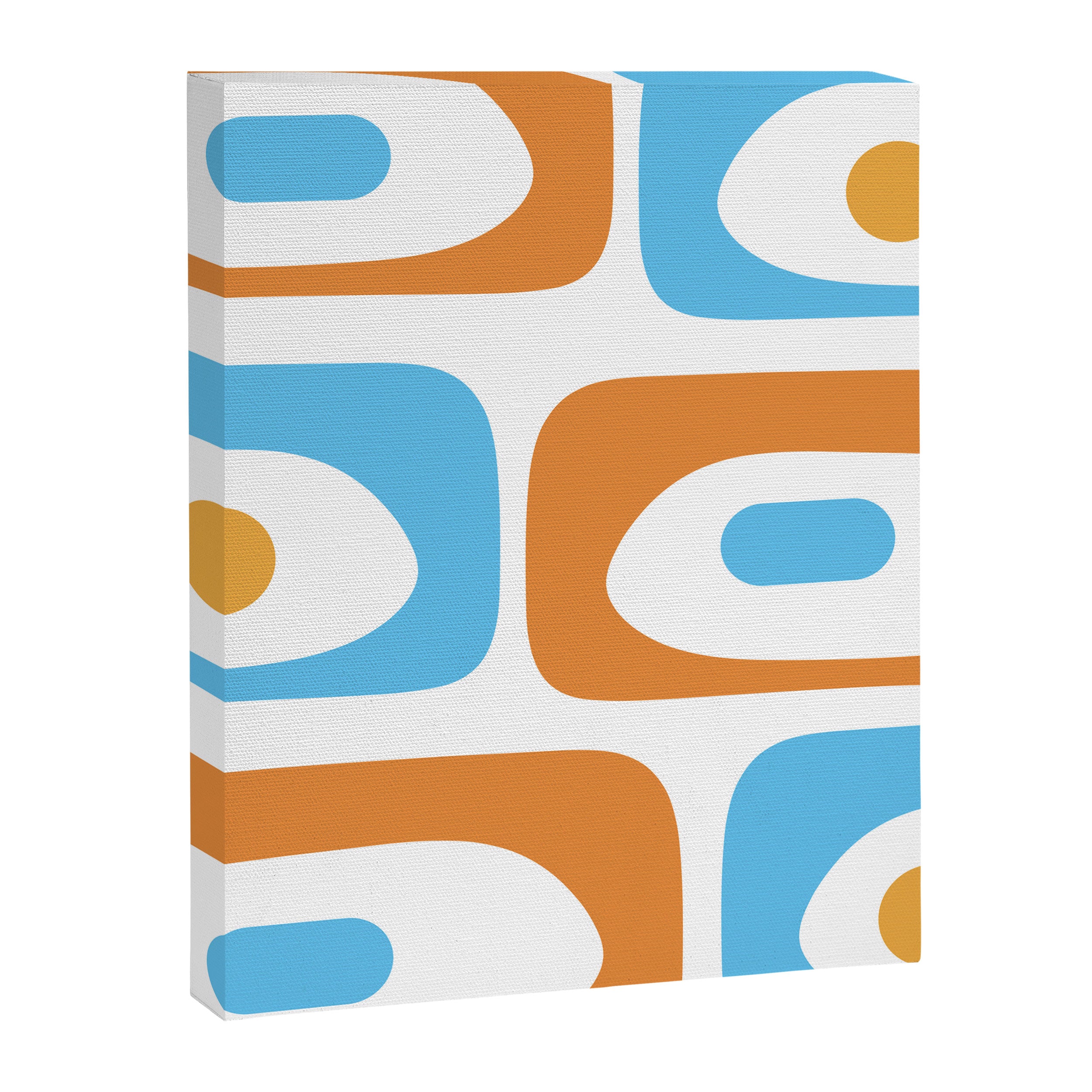 Mid Century Modern Abstract Piquet Blue Orange White Modernist Pattern Canvas Print Gallery Image 8