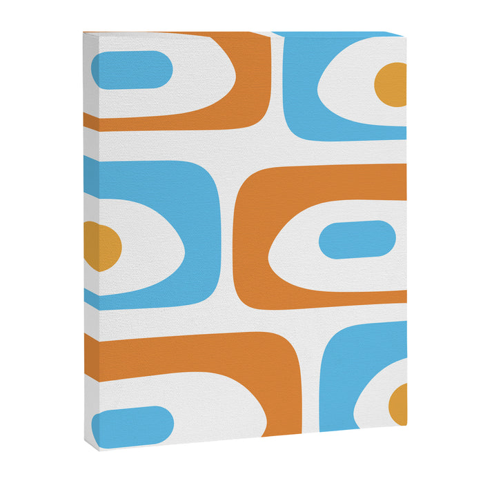 Mid Century Modern Abstract Piquet Blue Orange White Modernist Pattern Canvas Print Gallery Image 1