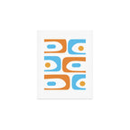 Mid Century Modern Abstract Piquet Blue Orange White Modernist Pattern Art Print Gallery Image 1