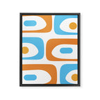 Mid Century Modern Abstract Piquet Blue Orange White Modernist Pattern Framed Canvas Print Gallery Image 8