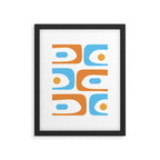 Mid Century Modern Abstract Piquet Blue Orange White Modernist Pattern Framed Art Print Gallery Image 6