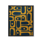 Mid Century Modern Abstract Piquet Multi Pattern in Dark Mustard and Navy Blue Framed Canvas Print Gallery Image 8