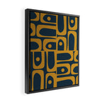 Mid Century Modern Abstract Piquet Multi Pattern in Dark Mustard and Navy Blue Framed Canvas Print Gallery Image 2