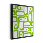 Mid Century Modern Abstract Piquet Multi Pattern in Lime Green and White Framed Canvas Print Gallery Image 2
