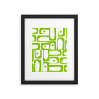 Mid Century Modern Abstract Piquet Multi Pattern in Lime Green and White Framed Art Print Gallery Image 6