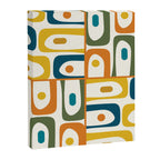 Mid Century Modern Abstract Piquet Multi Pattern in Moroccan Mustard Olive Blue Orange Cream Canvas Print Gallery Image 8