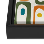 Mid Century Modern Abstract Piquet Multi Pattern in Moroccan Mustard Olive Blue Orange Cream Framed Canvas Print Gallery Image 3
