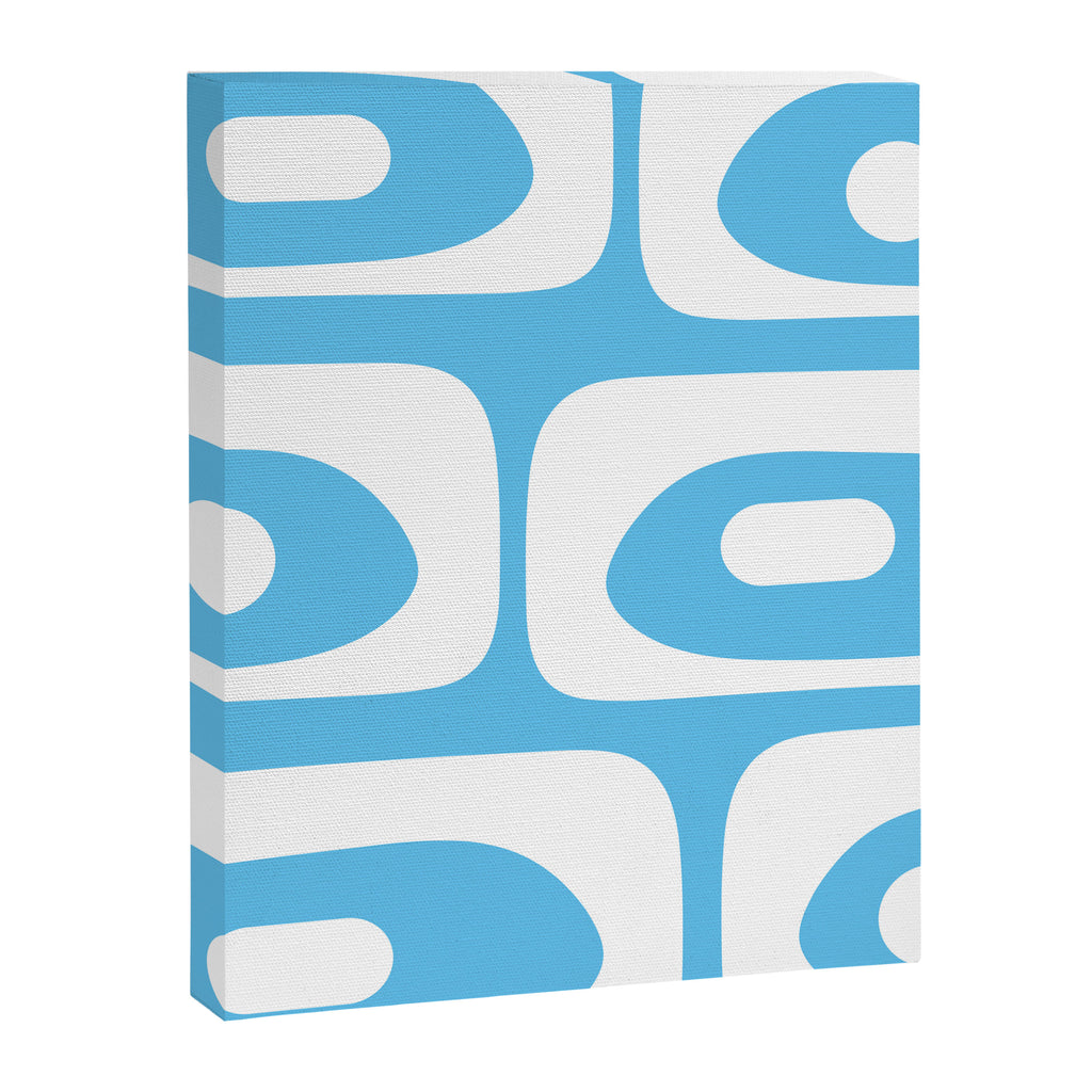 Mid Century Modern Abstract Piquet Pattern Bright Blue and White Canvas Print Gallery Image 8
