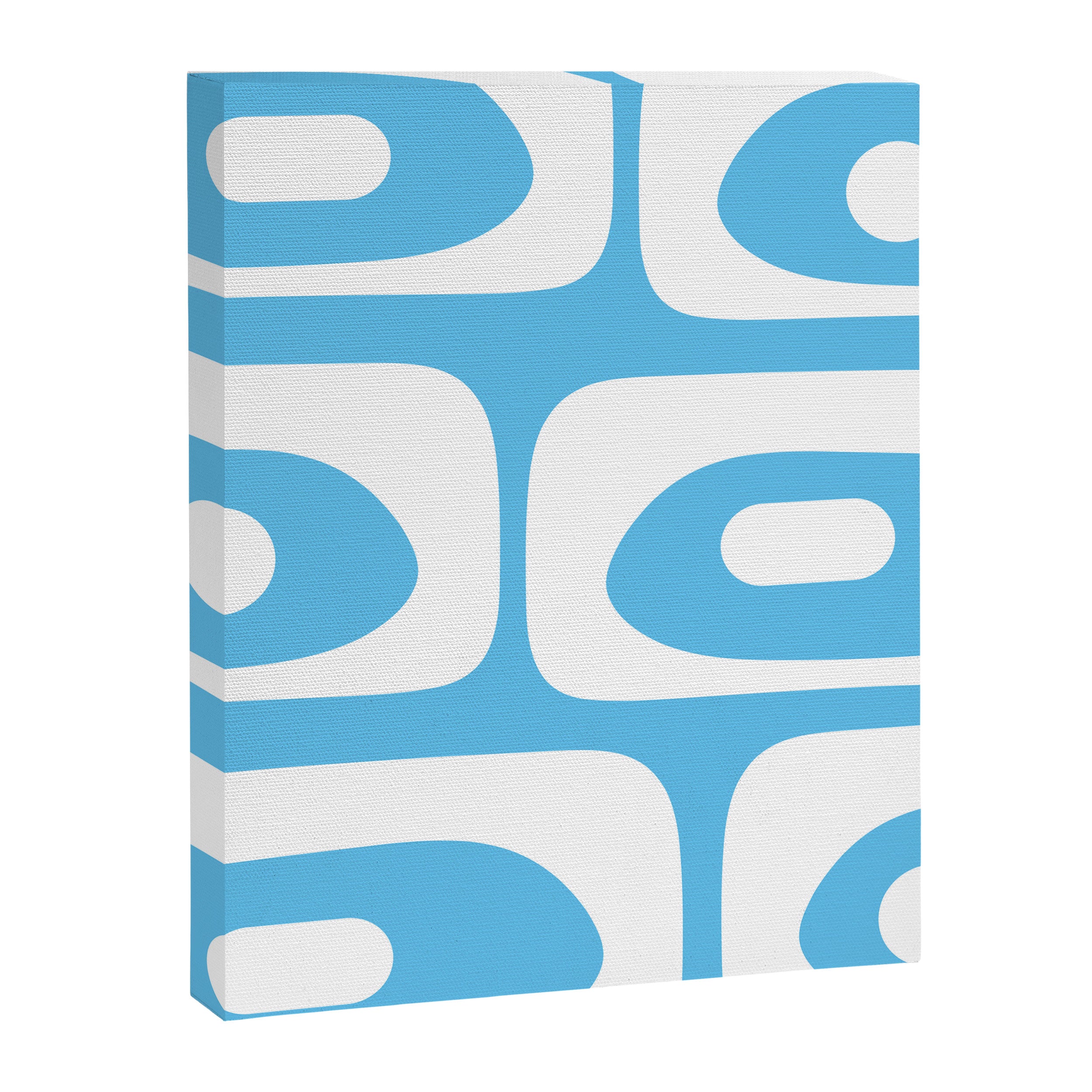 Mid Century Modern Abstract Piquet Pattern Bright Blue and White Canvas Print Gallery Image 8