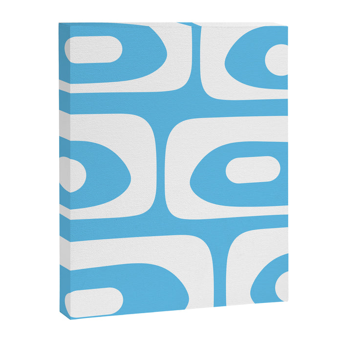 Mid Century Modern Abstract Piquet Pattern Bright Blue and White Canvas Print Gallery Image 1