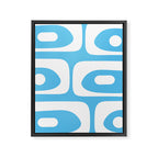 Mid Century Modern Abstract Piquet Pattern Bright Blue and White Framed Canvas Print Gallery Image 8