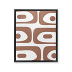 Mid Century Modern Abstract Piquet Pattern in Mocha Brown and White Framed Canvas Print Gallery Image 8