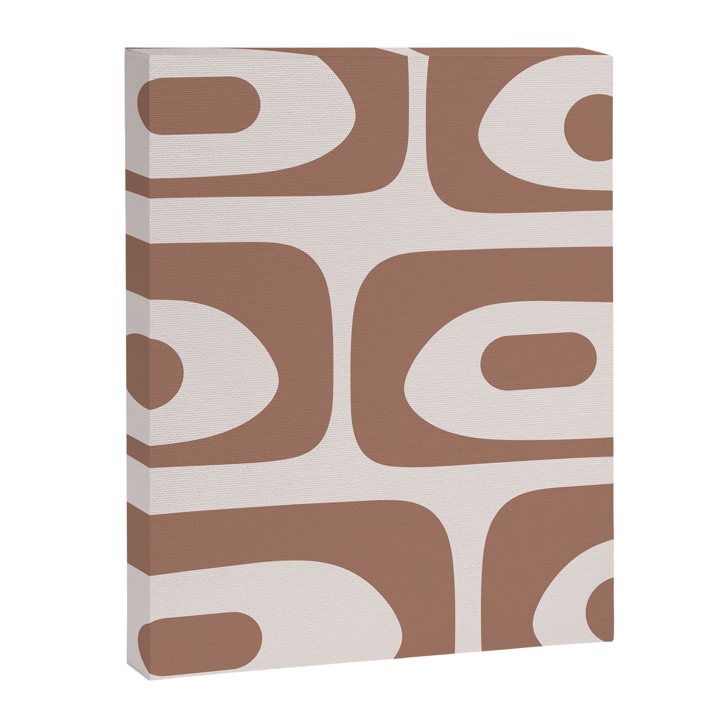 Mid Century Modern Abstract Piquet Pattern in Mocha Brown Latte Canvas Print Gallery Image 8