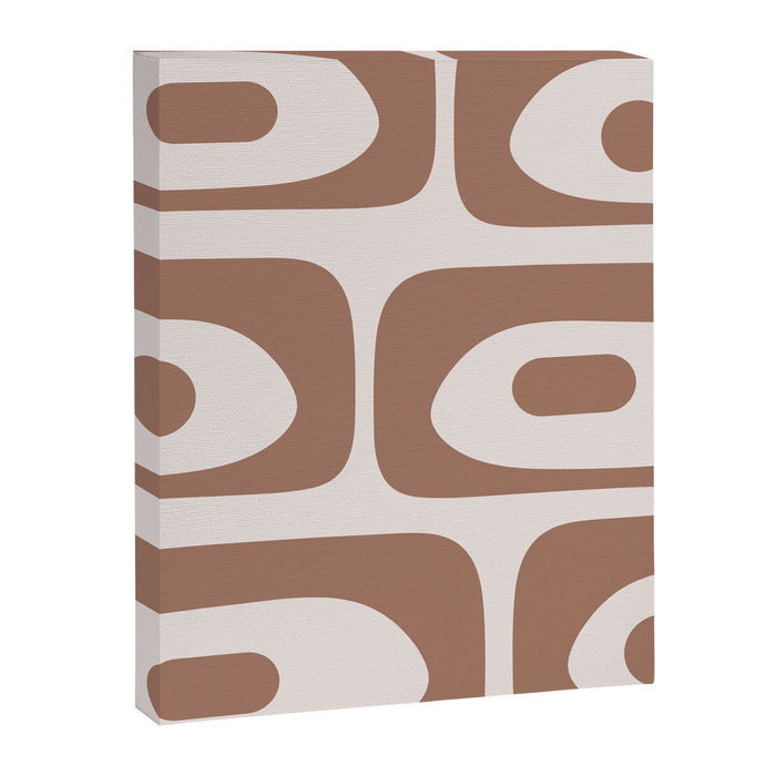 Mid Century Modern Abstract Piquet Pattern in Mocha Brown Latte Canvas Print Gallery Image 1