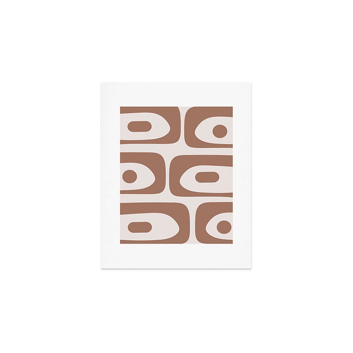 Mid Century Modern Abstract Piquet Pattern in Mocha Brown Latte Art Print Gallery Image 1