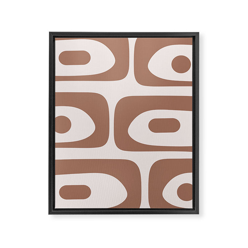 Mid Century Modern Abstract Piquet Pattern in Mocha Brown Latte Framed Canvas Print Gallery Image 8