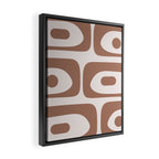 Mid Century Modern Abstract Piquet Pattern in Mocha Brown Latte Framed Canvas Print Gallery Image 2