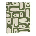 Mid Century Modern Abstract Piquet Pattern in Olive Green and Cream Canvas Print Gallery Image 8