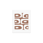 Mid Century Modern Abstract Piquet Pattern Mocha Brown and White Art Print Gallery Image 1