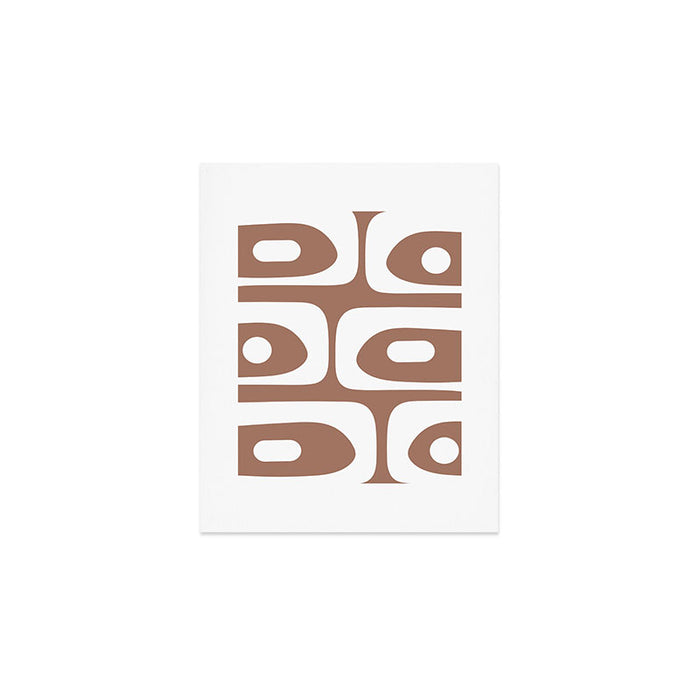 Mid Century Modern Abstract Piquet Pattern Mocha Brown and White Art Print Gallery Image 1