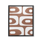 Mid Century Modern Abstract Piquet Pattern Mocha Brown and White Framed Canvas Print Gallery Image 8