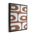 Mid Century Modern Abstract Piquet Pattern Mocha Brown and White Framed Canvas Print Gallery Image 2