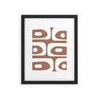 Mid Century Modern Abstract Piquet Pattern Mocha Brown and White Framed Art Print Gallery Image 6