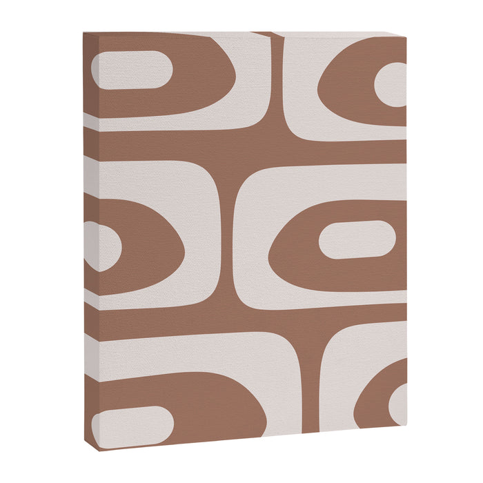 Mid Century Modern Abstract Piquet Retro Pattern in Mocha Brown Latte Canvas Print Gallery Image 1