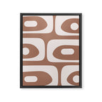 Mid Century Modern Abstract Piquet Retro Pattern in Mocha Brown Latte Framed Canvas Print Gallery Image 8