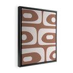 Mid Century Modern Abstract Piquet Retro Pattern in Mocha Brown Latte Framed Canvas Print Gallery Image 2