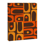 Mid Century Modern Abstract Retro 70s Brown and Orange Piquet Multi Pattern Canvas Print Gallery Image 8