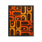 Mid Century Modern Abstract Retro 70s Brown and Orange Piquet Multi Pattern Framed Canvas Print Gallery Image 8
