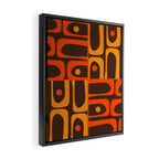 Mid Century Modern Abstract Retro 70s Brown and Orange Piquet Multi Pattern Framed Canvas Print Gallery Image 2