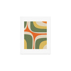 Mid Century Modern Abstract Retro Groove Pattern in Mossy Sage Olive Green Orange Mustard  Art Print Gallery Image 1