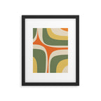 Mid Century Modern Abstract Retro Groove Pattern in Mossy Sage Olive Green Orange Mustard  Framed Art Print Gallery Image 5